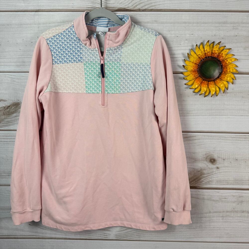 Vineyard Vines for Target Pink Patchwork Quarter-Zip Pullover Kids Size‎ L 10/12